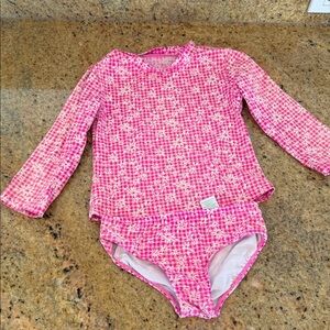 Lilly Pulitzer Pink and White Long Sleeve Swimsuit Set